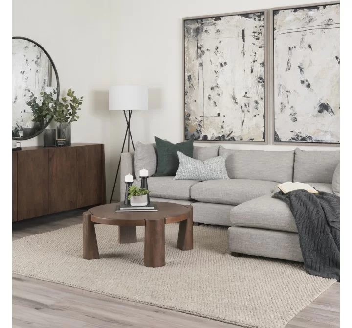 Mercana Tammar Round Wood With Tapered Legs Coffee Table
