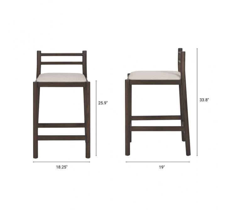 Mercana Sam Dark Brown Wood With Cream Fabric Counter Stool