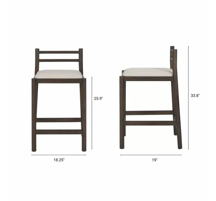 Mercana Sam Dark Brown Wood With Cream Fabric Counter Stool
