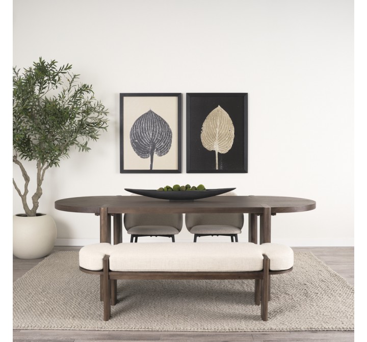 Mercana Sohan Dark Brown Elm Wood Oval Dining Table