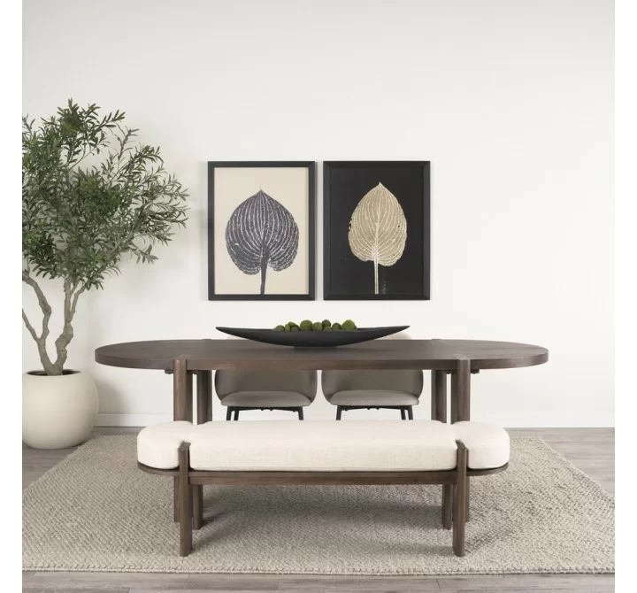 Mercana Sohan Dark Brown Elm Wood Oval Dining Table