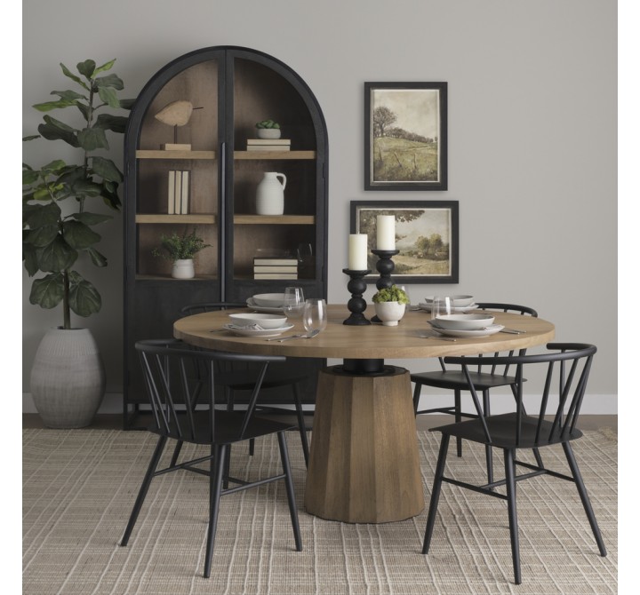 Mercana Swanson 60" Light Brown Wood Round Pedestal Dining Table