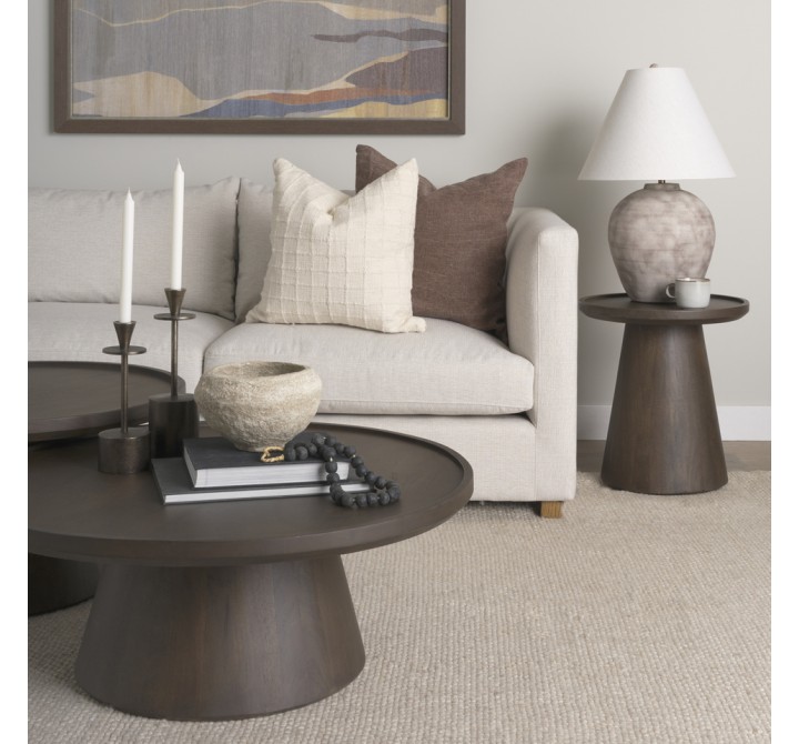 Mercana Takoda Dark Brown Wood Tapered Drum Accent Table