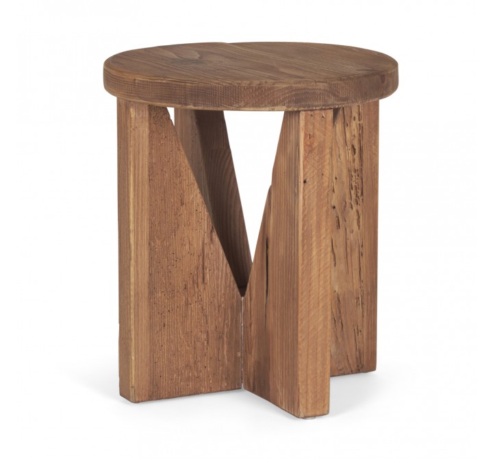 Mercana Tahlia Round Natural Brown Wood With Angled Legs Stool Front