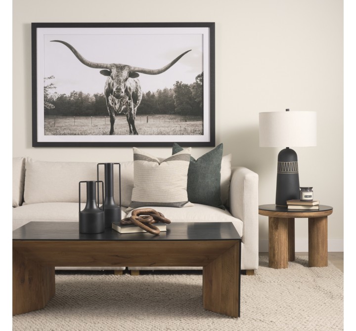 Mercana Tabor Natural Wood With Black Oak Waterfall Coffee Table