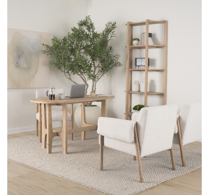 Mercana Toni Light Brown Nettlewood With Cream Heathered Performance Fabric Dining Chair