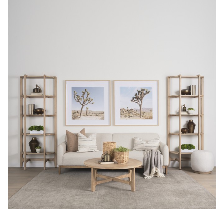 Mercana Taylin Light Brown Solid Wood Open Bookshelf