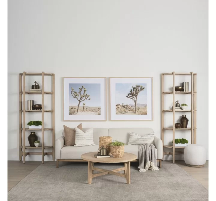 Mercana Taylin Light Brown Solid Wood Open Bookshelf