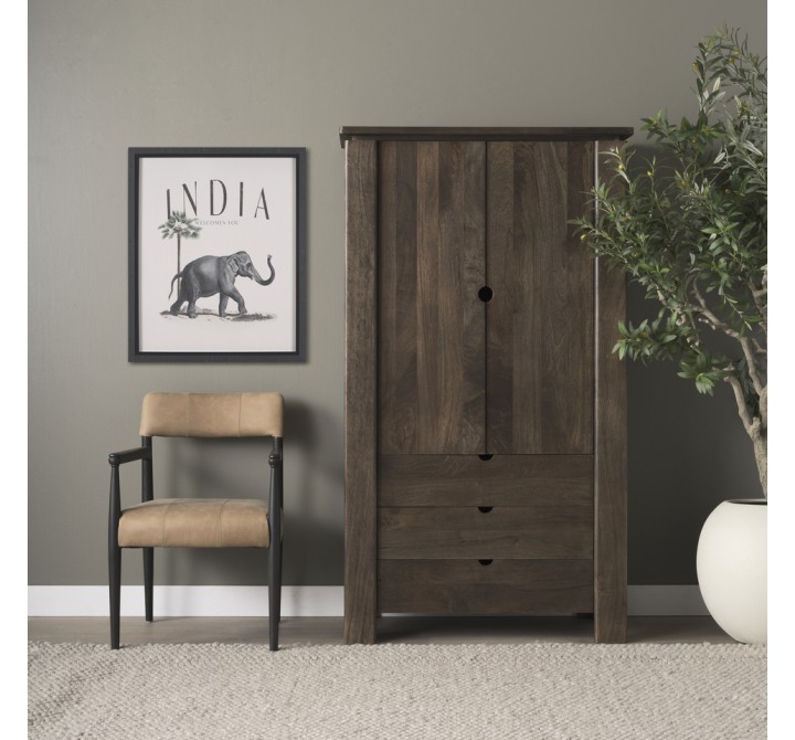 Mercana Wallen Solid Dark Brown Wood Curio Cabinet