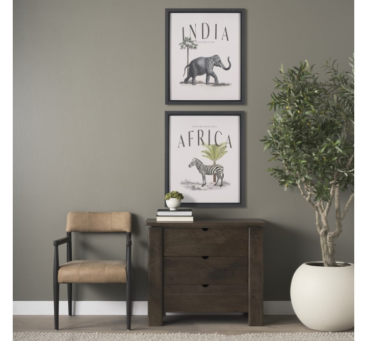 Mercana Wallen Solid Dark Brown Wood 3 Drawer Accent Cabinet