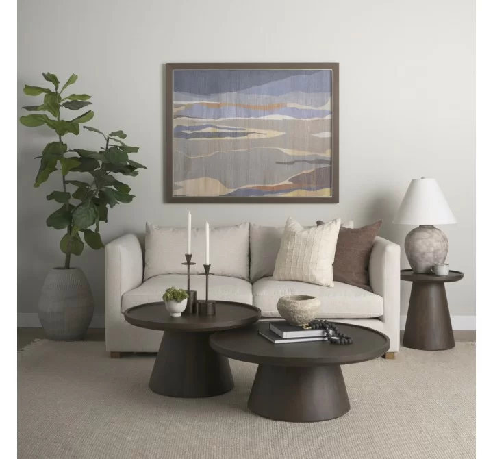 Mercana Takoda Dark Brown Wood Tapered Drum Nesting Coffee Tables