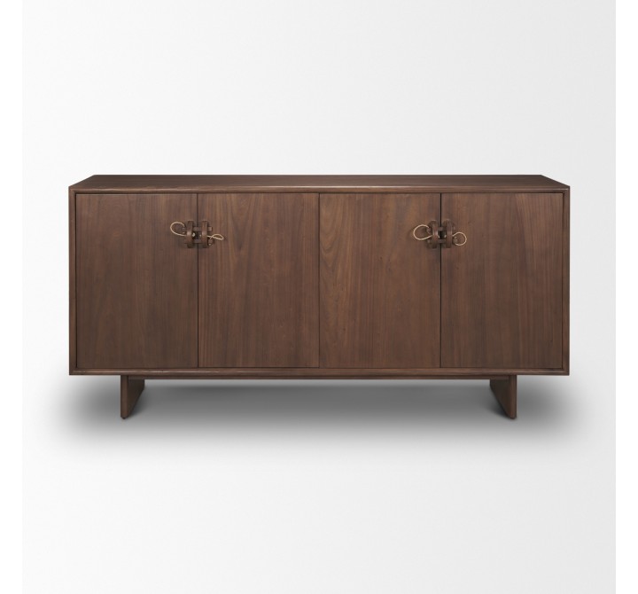 Mercana Varenna 4 Door Dark Brown Wood With Rope Handles Sideboard Front