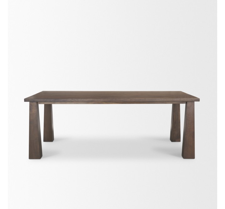 Mercana Wolcott Rectangular Dark Brown Solid Wood Dining Table Front