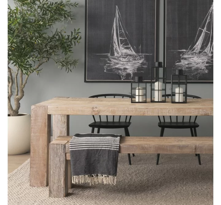 Mercana McArthur 84" Whitewash Reclaimed Wood Dining Table