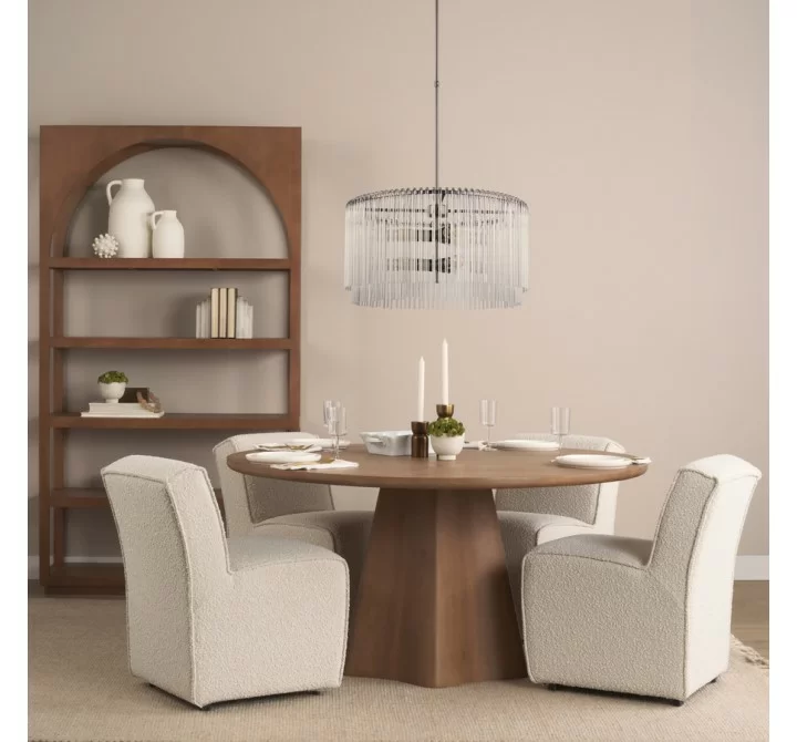 Mercana Jovani 60" Solid Light Brown Mango Wood Round Dining Table 3