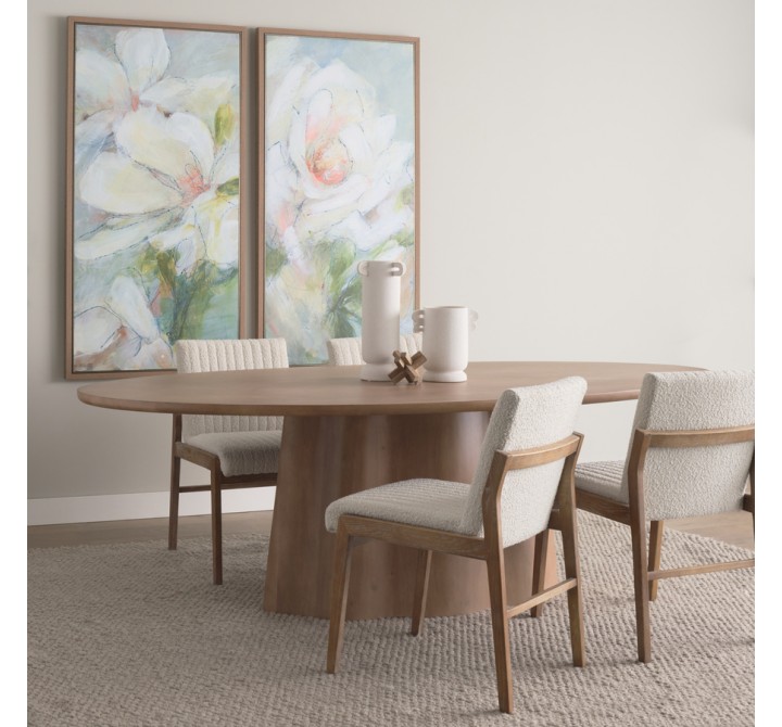 Mercana Jovani 94" Solid Light Brown Mango Wood Round Dining Table 6