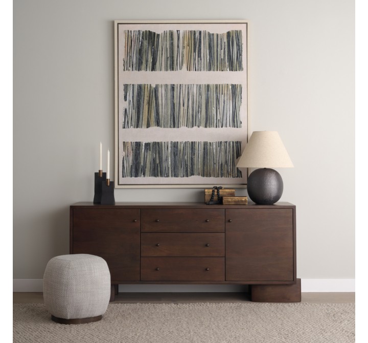 Mercana Jonan Dark Brown Wood With Dark Aged Brass 2 Door 3 Drawer Sideboard