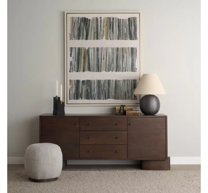 Mercana Jonan Dark Brown Wood With Dark Aged Brass 2 Door 3 Drawer Sideboard