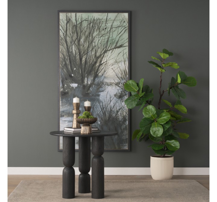 Mercana Sonel Matte Black Wood Pedestal Foyer Table 4