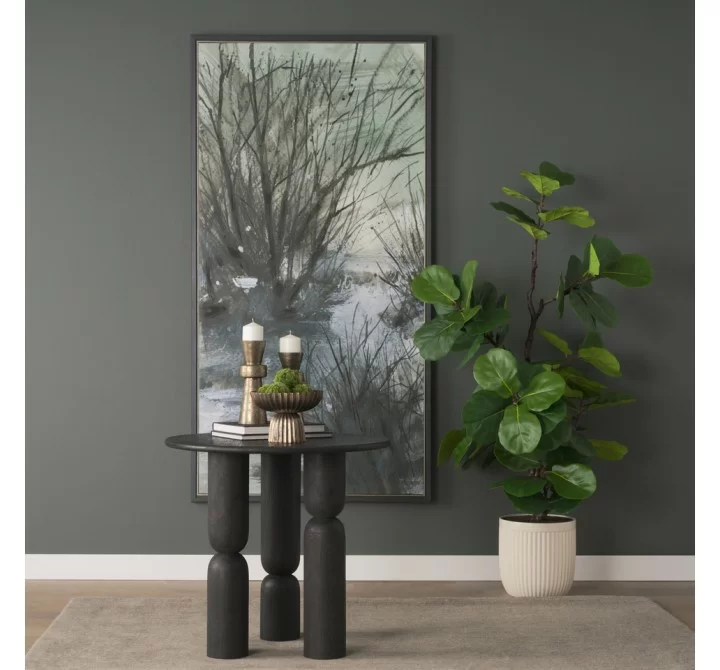 Mercana Sonel Matte Black Wood Pedestal Foyer Table 4