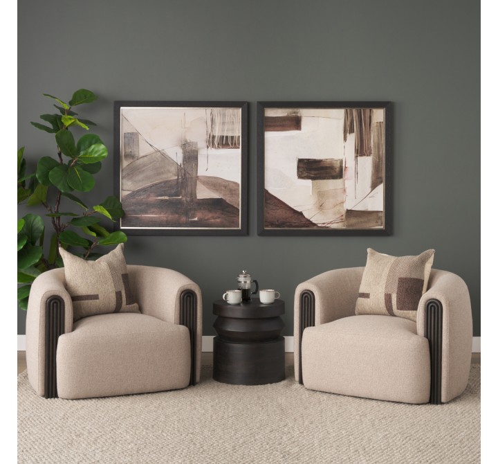 Mercana Rashama Dark Brown Wood Stacked Geometric Round Accent Table