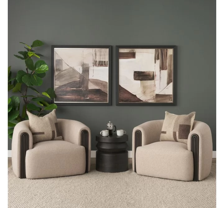 Mercana Rashama Dark Brown Wood Stacked Geometric Round Accent Table