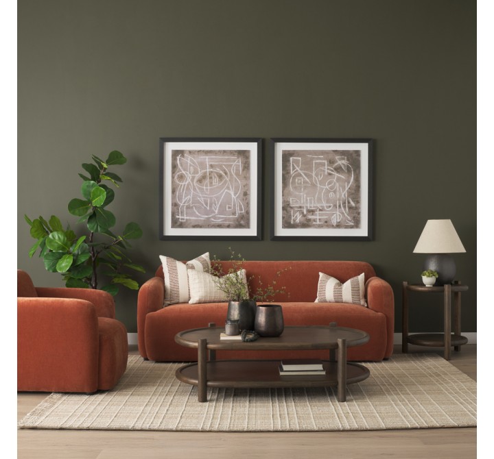 Mercana Saga Stonewashed Rust Chenille Fabric 3 Seater Sofa