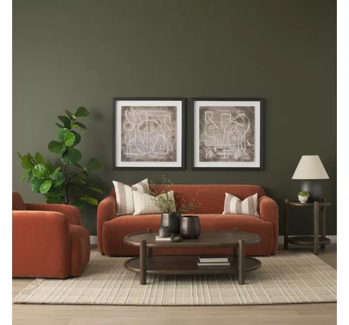 Mercana Saga Stonewashed Rust Chenille Fabric 3 Seater Sofa