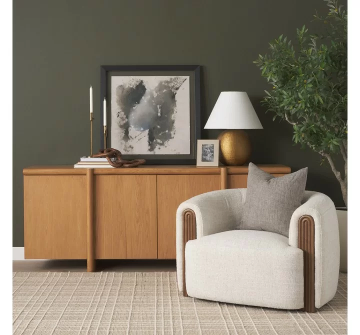 Mercana Kornelia Cream Soft Oatmeal Fabric Barrel Accent Chair