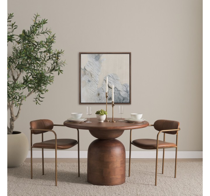 Mercana Parker Brown Leather Seat Gold Metal Frame Dining Chair