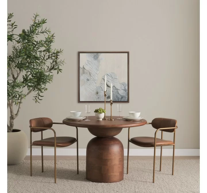Mercana Parker Brown Leather Seat Gold Metal Frame Dining Chair