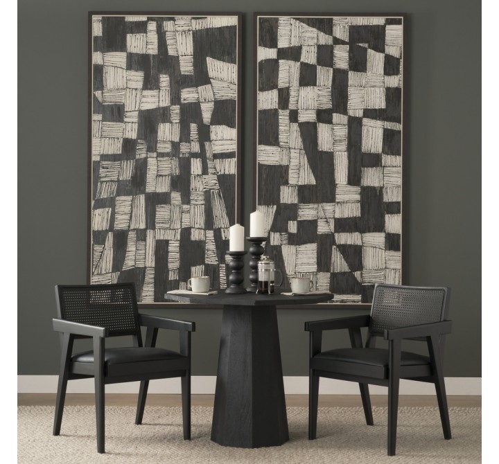 Mercana Reid Framed Black Cane Black Fabric Dining Armchair