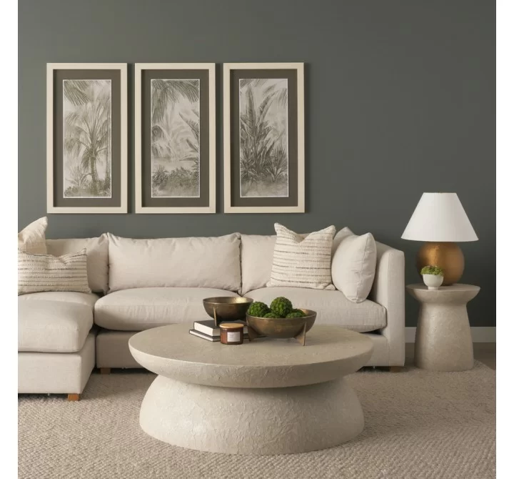 Mercana Mesa 48" Round Stone Finish Coffee Table