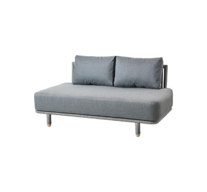 Cane-Line Moments 2-Seater Sofa Module, Incl. Grey Cushion Set, Cane-Line AirTouch