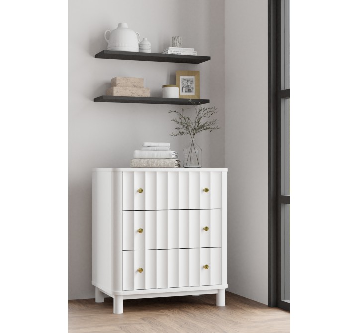 Alpine Furniture Stapleton 3 Drawer Small Chest in White - Lifestyle