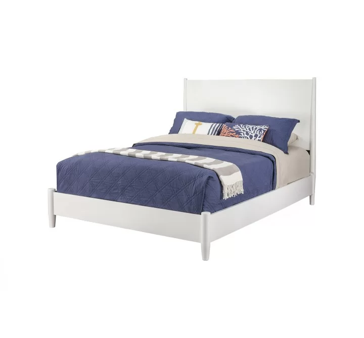 Alpine Furniture Flynn Standard King Platform Bed in White - Angled