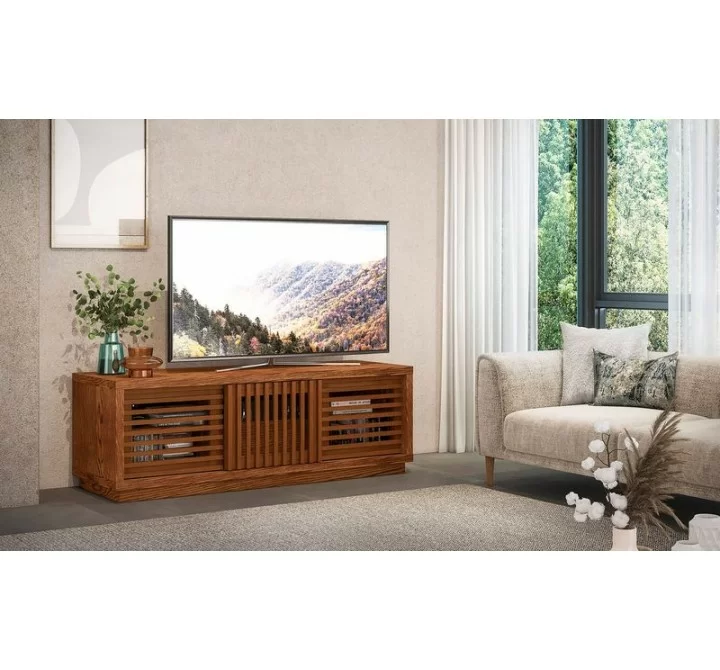 Furnitech Signature 64" Contemporary Rustic TV Stand Media Console in American White Oak with an Warm Honey Finish - Lifestyle