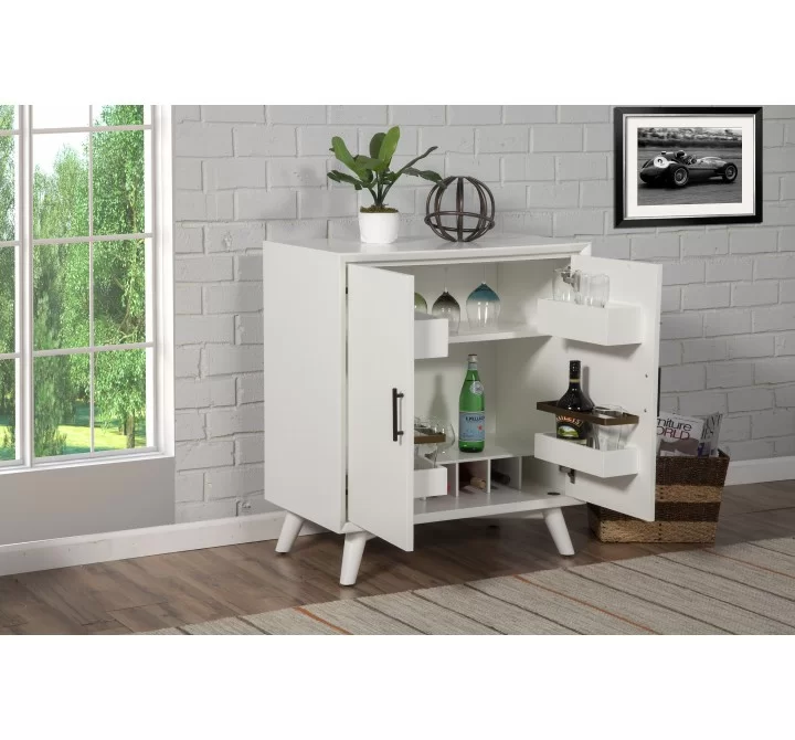 Alpine Furniture Flynn Small Bar Cabinet, White - Lifestyle