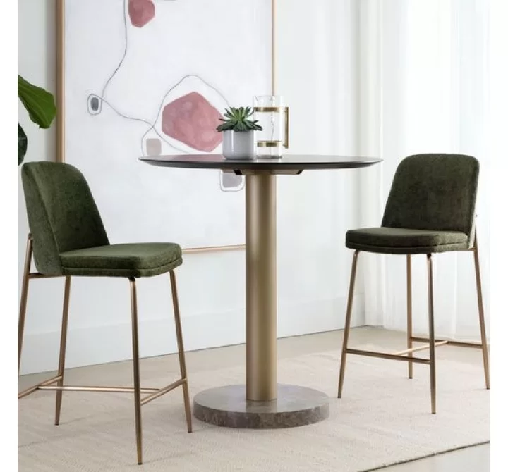 Sunpan Zeke Counter Stool Antique Brass in Bergen Olive - Lifestyle