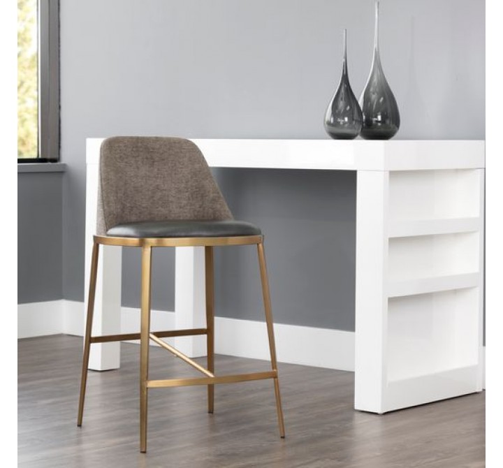 Sunpan Dover Counter Stool in Bravo Portabella-Sparrow Grey - Lifestyle