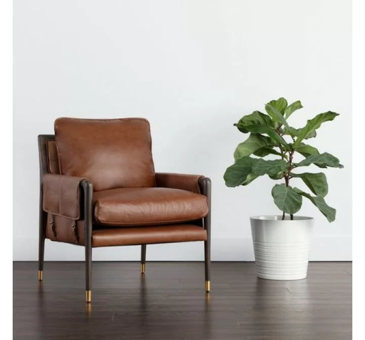 Sunpan Mauti Lounge Chair Brown - Shalimar Tobacco Leather - Lifestyle