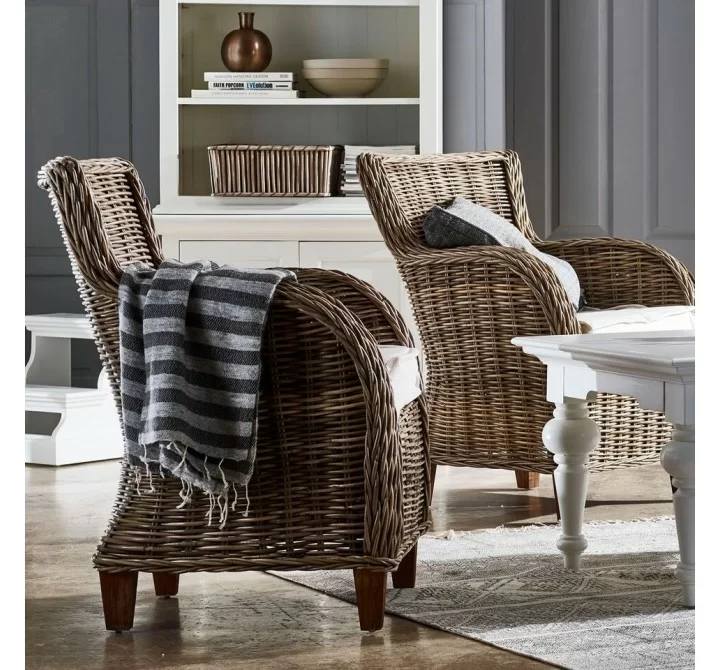 Nova Solo Wickerworks Baron Lounge Armchair With Cushions - Set Of Two - Lifestyle