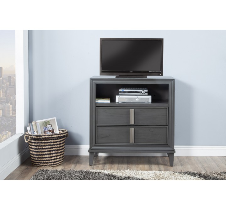 Alpine Furniture Lorraine TV Media Chest, Dark Grey - Lifestyle