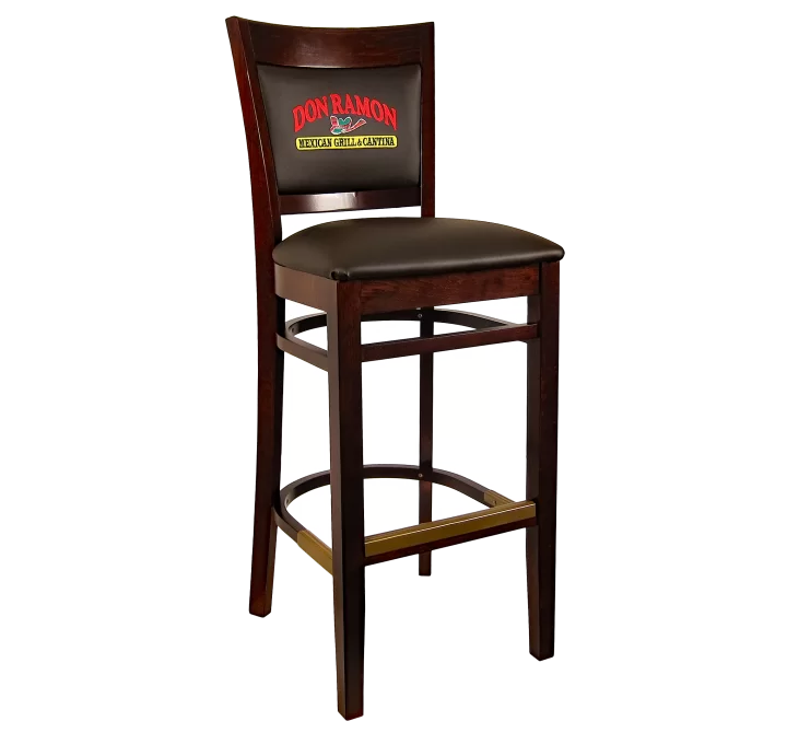 H&D Seating Sloan Barstool with Customized Embroidery - Dark Walnut