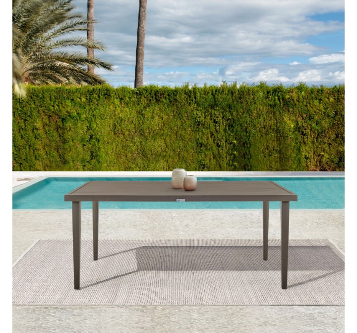 Armen Living Silvana Outdoor Aluminum Gray Rectangle Dining Table