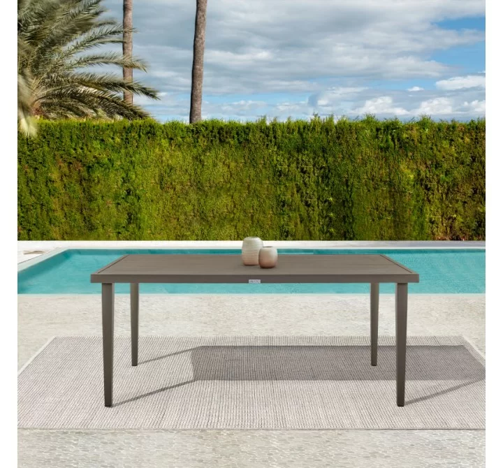 Armen Living Silvana Outdoor Aluminum Gray Rectangle Dining Table