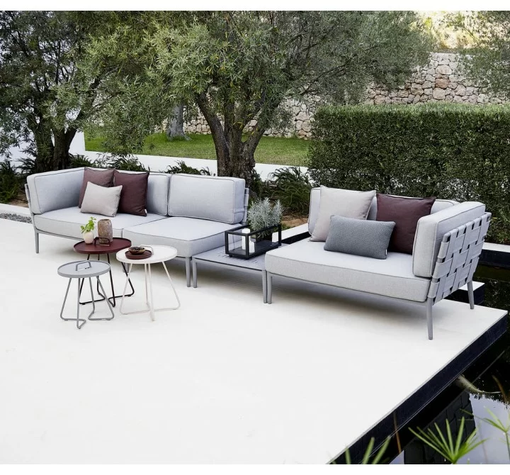 Cane-Line Conic Single Seater Module Incl. Light Grey AirTouch Cushion Set Angle View