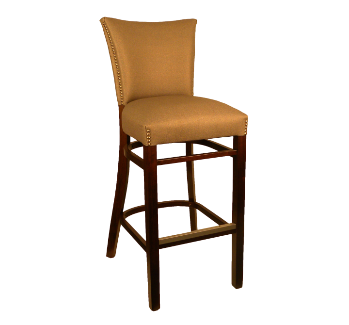 H&D Seating Fully Upholstered Back and Seat Barstool - Dark Walnut