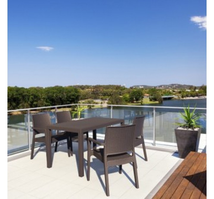 Orlando Wickerlook Rectangle Dining Table 55 inch - Brown