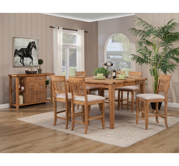Alpine Furniture Aspen Extension Pub Table w/ Butterfly Leaf, Antique Natural - Lifestyle